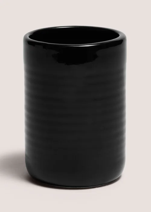 Black Ridged Bathroom Tumbler Image 1