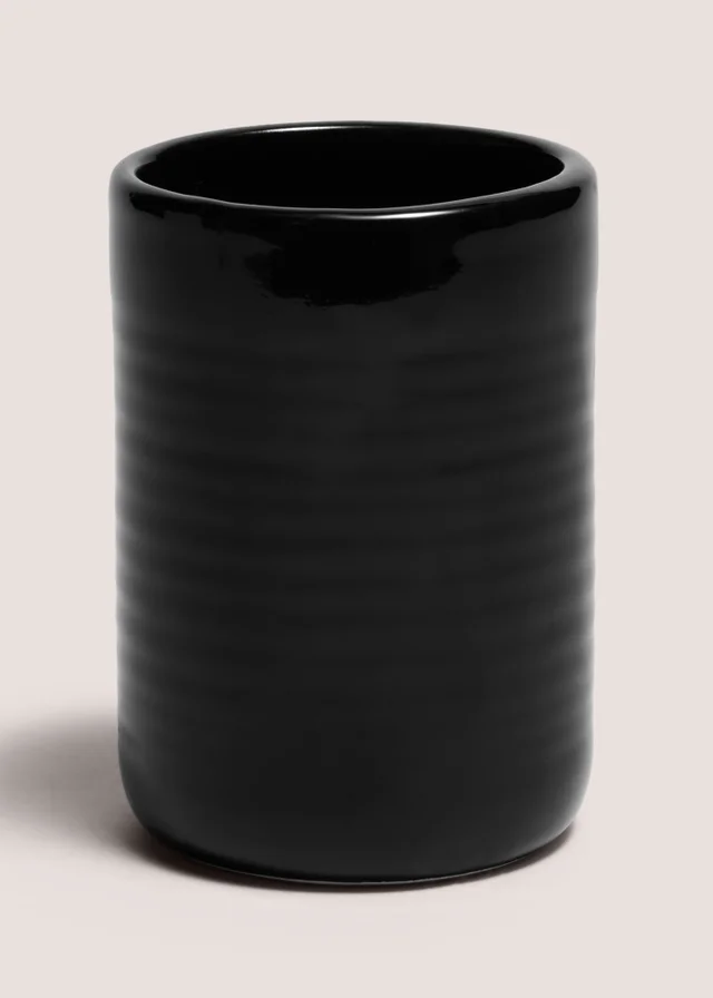Black Ridged Bathroom Tumbler