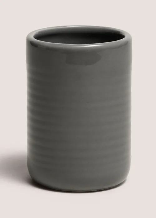 Grey Ridged Bathroom Tumbler Image 1