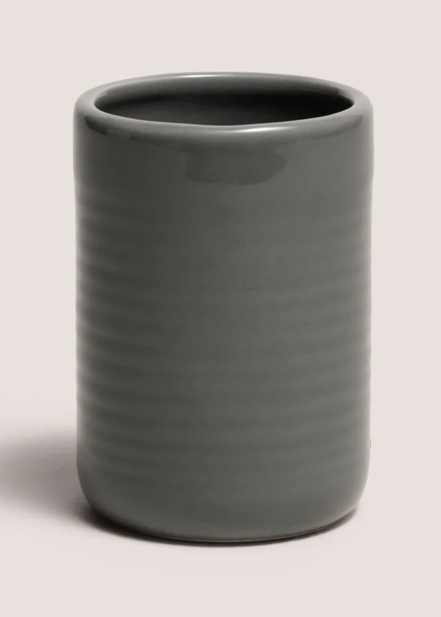 Grey Ridged Bathroom Tumbler