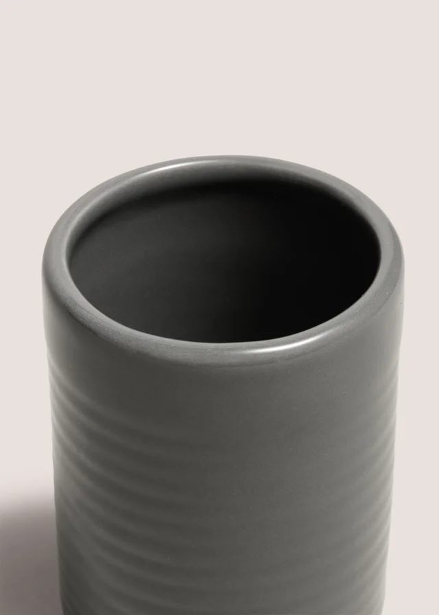 Grey Ridged Bathroom Tumbler