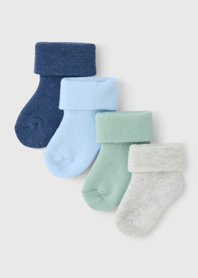 4 Pack Baby Blue Socks (0-12mths)