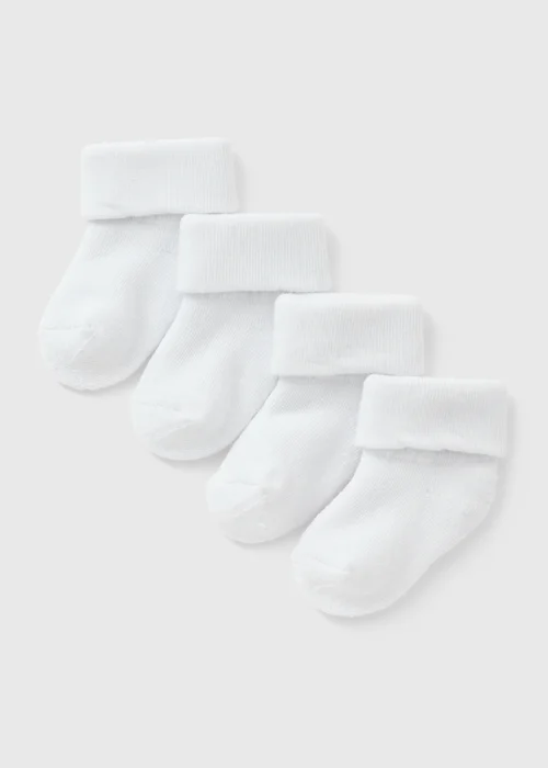 4 Pack Baby White Socks - Up to 1 Month Image 1