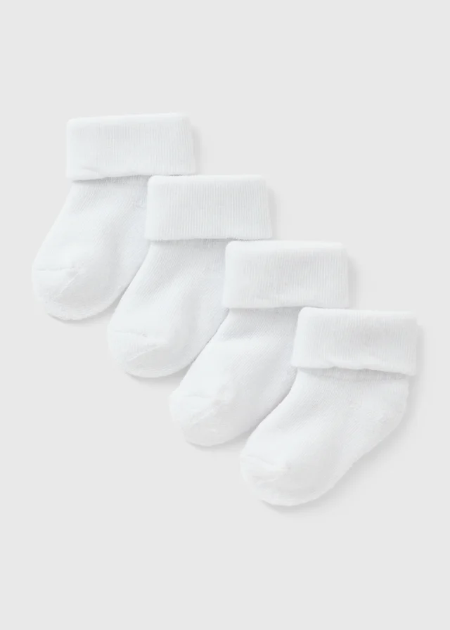 4 Pack Baby White Socks