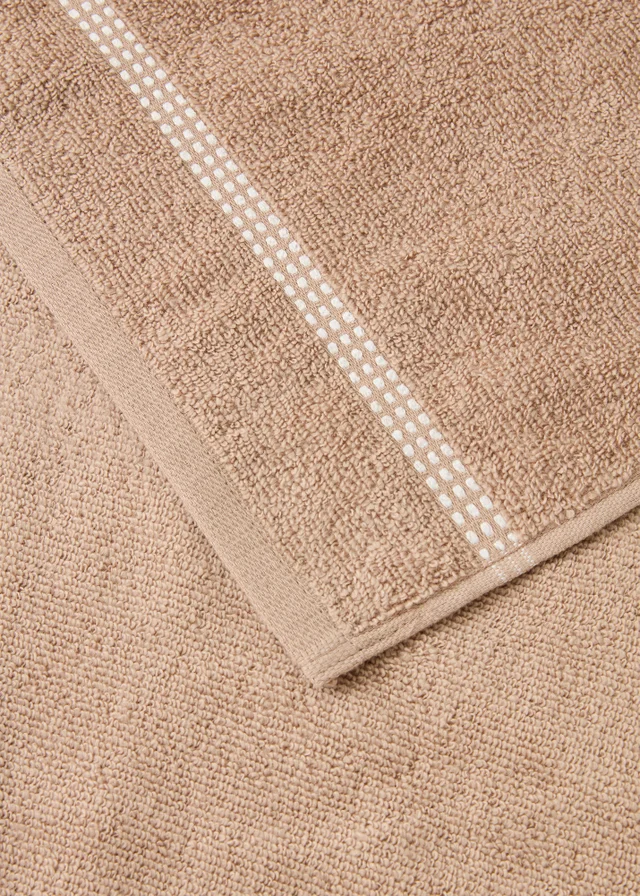 Beige Stitch Border Towel
