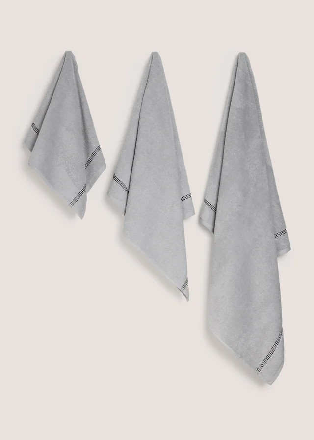 Grey Border Stitch Towel