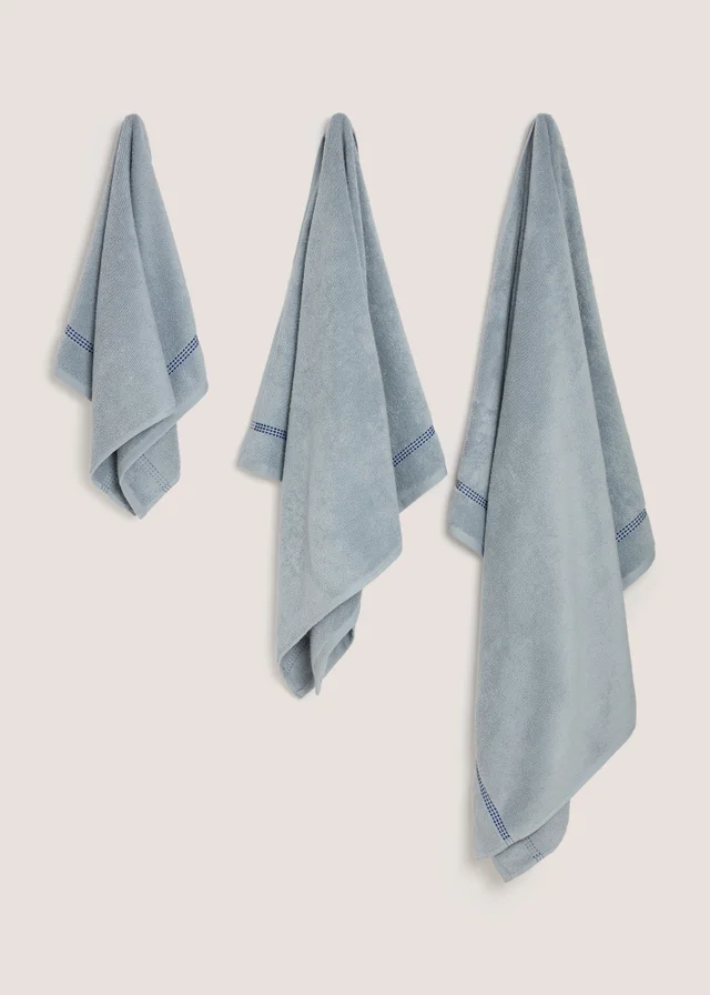Light Blue Border Stitch Towel