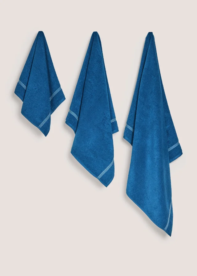 Navy Border Stitch Towel