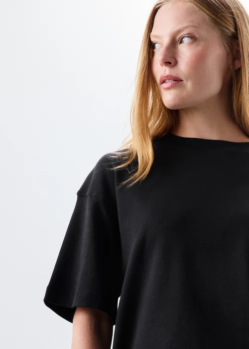 Black Oversized Plain T-Shirt - S Image 1