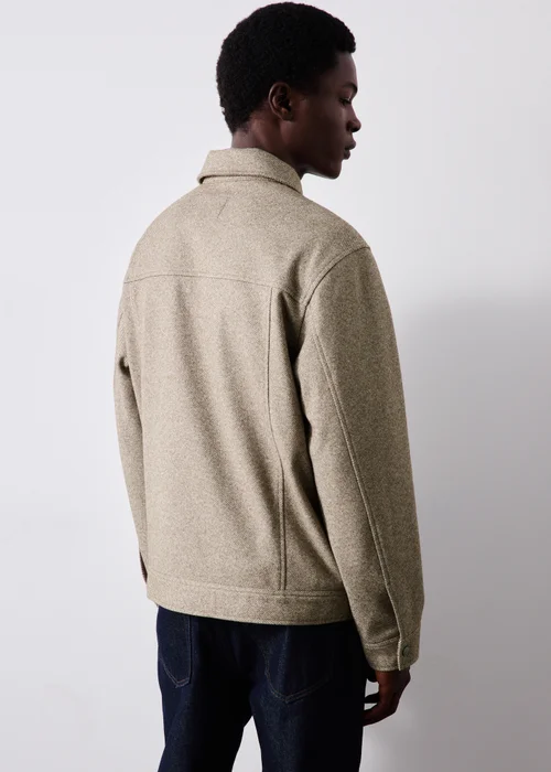 Brown Herringbone Textured Trucker Jacket - XS Image 3