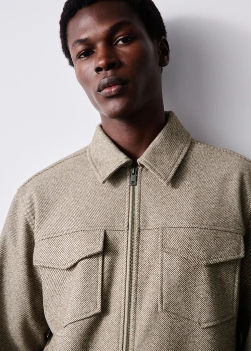 Brown Herringbone Textured Trucker Jacket - XS Image 4