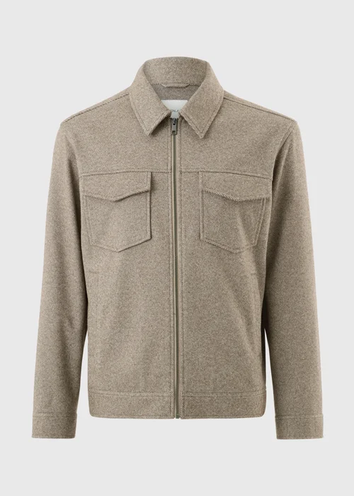 Brown Herringbone Textured Trucker Jacket - XS Image 5