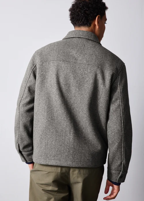 Grey Herringbone Textured Trucker Jacket - XS Image 2