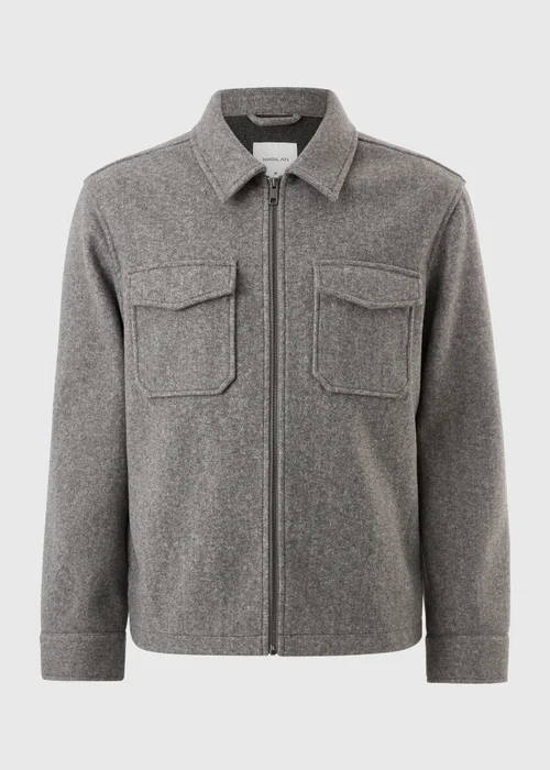Grey Herringbone Textured Trucker Jacket - XS Image 5