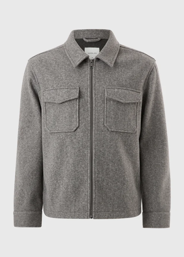 Grey Herringbone Textured Trucker Jacket