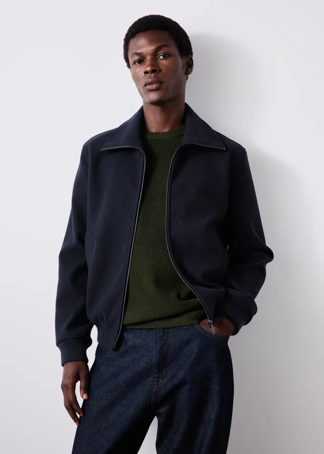 Navy Funnel Neck Bomber Jacket