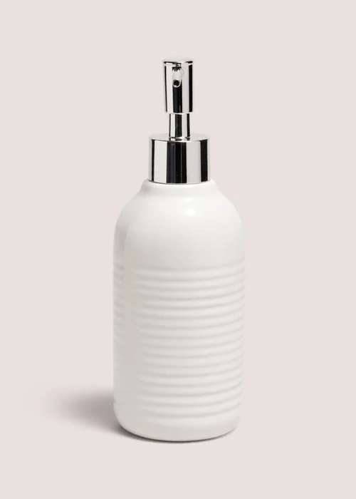 White Ridged Soap Dispenser Image 1