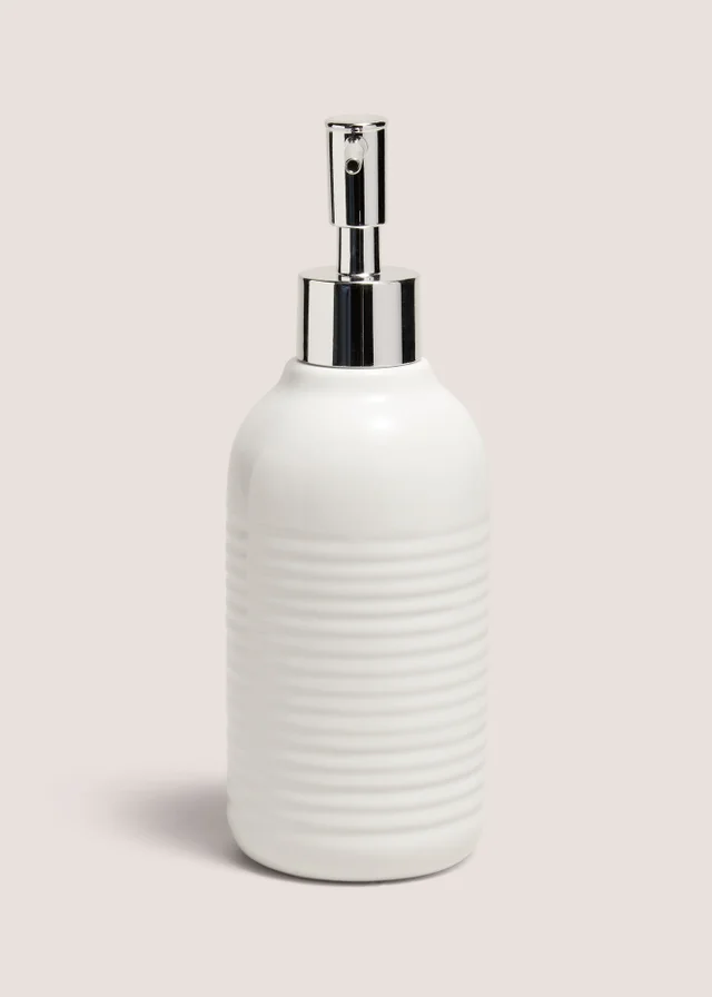 White Ridged Soap Dispenser