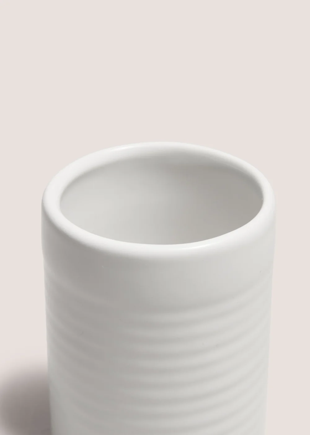 White Ridged Bathroom Tumbler Image 2