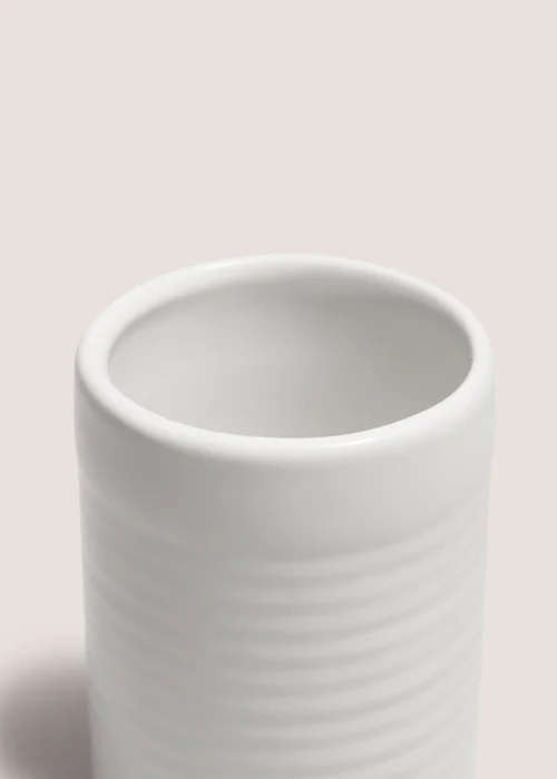 White Ridged Bathroom Tumbler Image 2