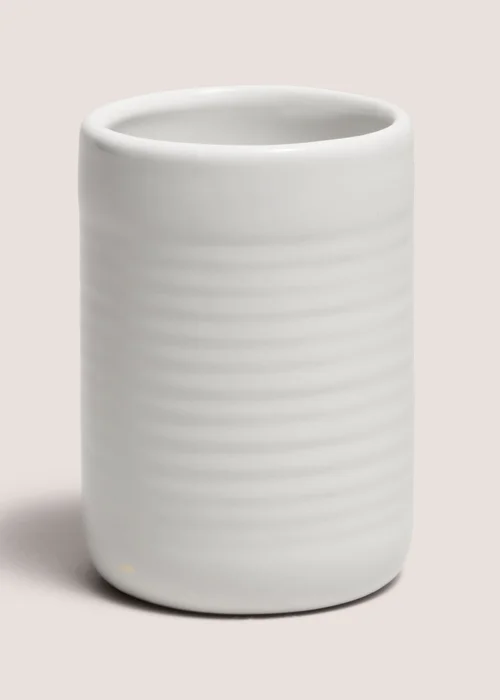 White Ridged Bathroom Tumbler Image 1