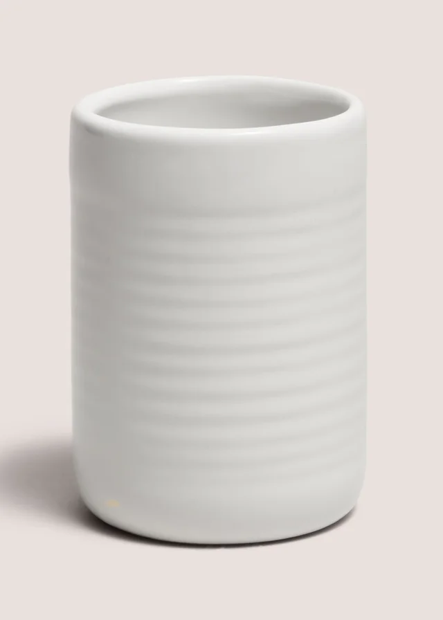 White Ridged Bathroom Tumbler