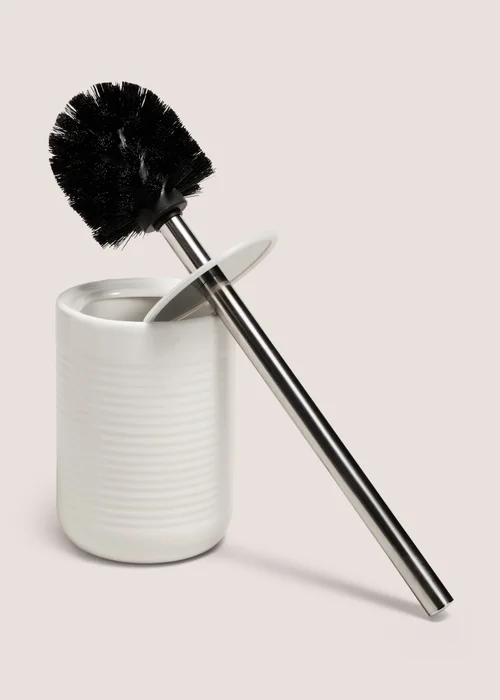 White Ridged Toilet Brush Image 2