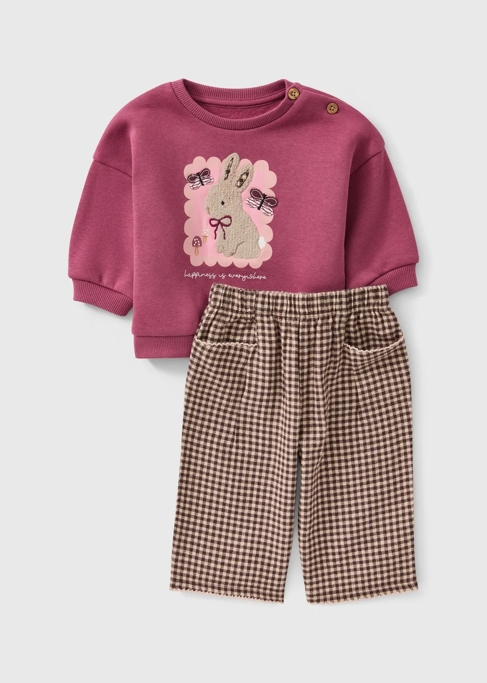 Baby Burgundy Bunny Sweatshirt & Bottoms Set (1-23 Mnths) - Up to 1 Month Image 1