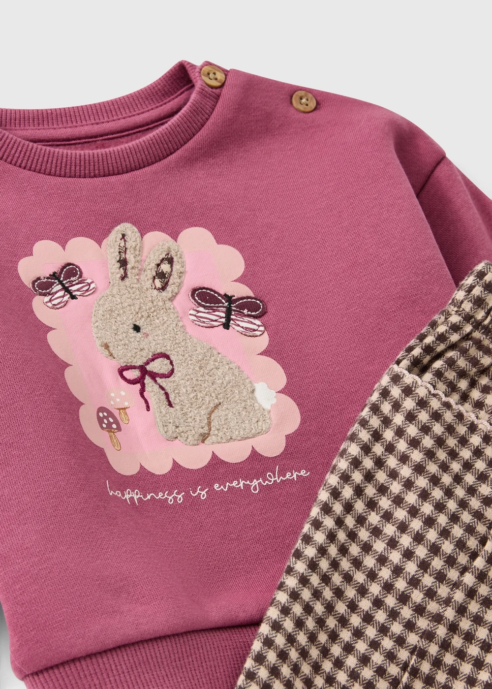 Baby Burgundy Bunny Sweatshirt & Bottoms Set (1-23 Mnths) - Up to 1 Month Image 2