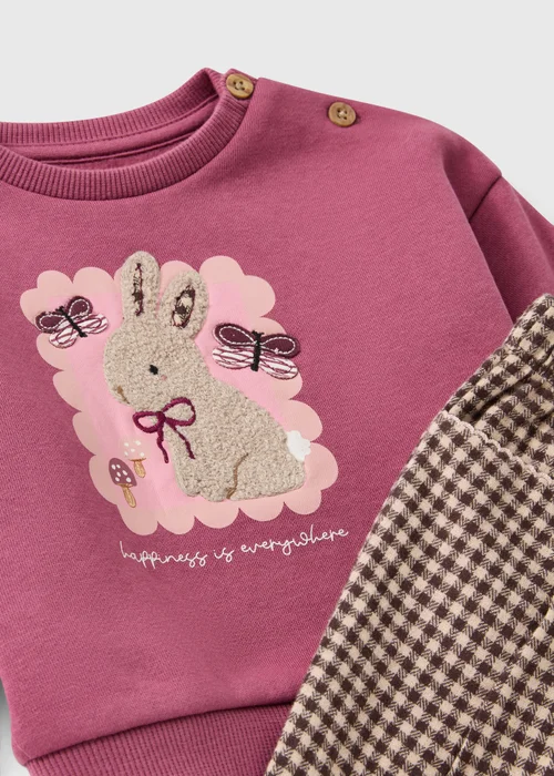 Baby Burgundy Bunny Sweatshirt & Bottoms Set (1-23 Mnths) - Up to 1 Month Image 2