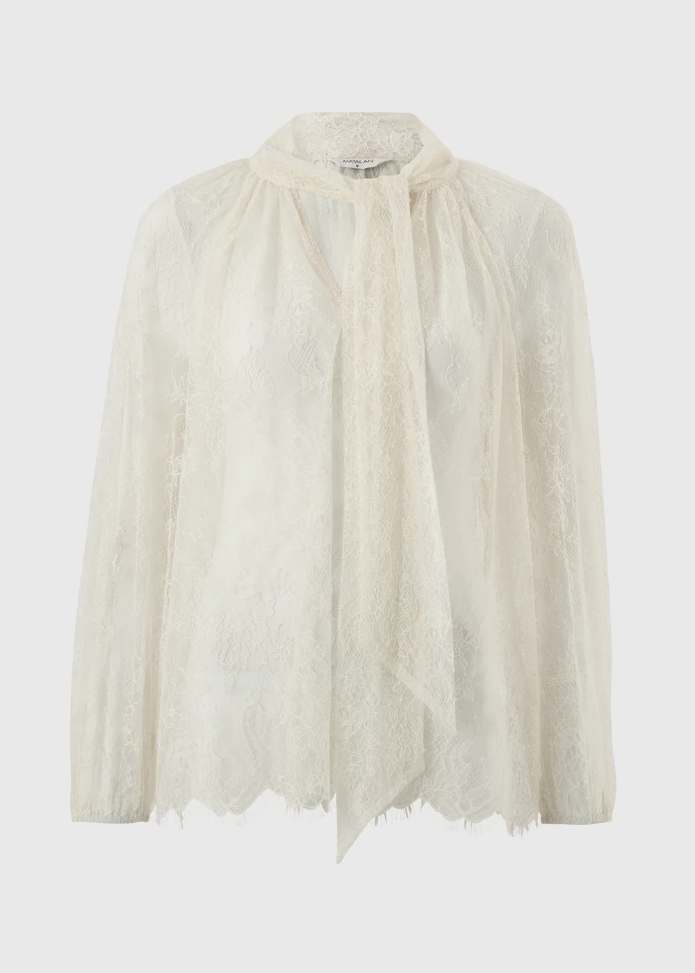 Cream Lace Tie Neck Blouse - 8 Image 5
