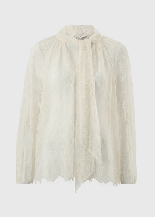 Cream Lace Tie Neck Blouse - 8 Image 5