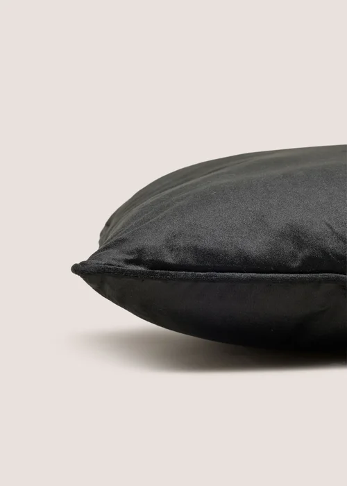 Black Velvet Piped Cushion Image 2