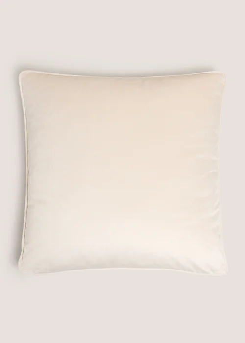 Beige Velvet Piped Cushion Image 1