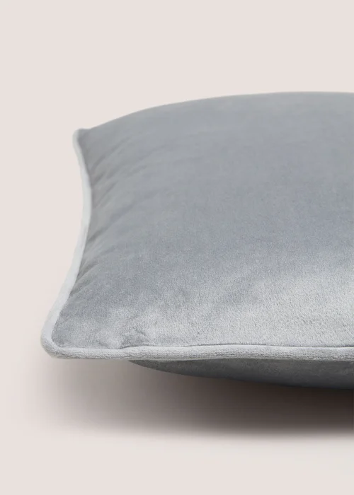 Grey Velvet Piped Cushion Image 2