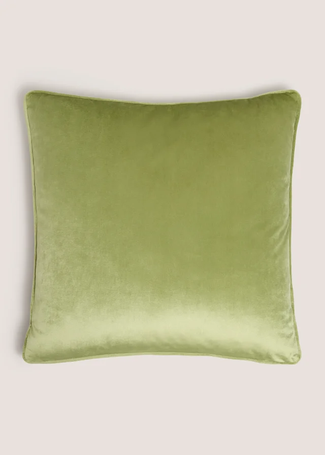 Olive Velvet Piped Cushion