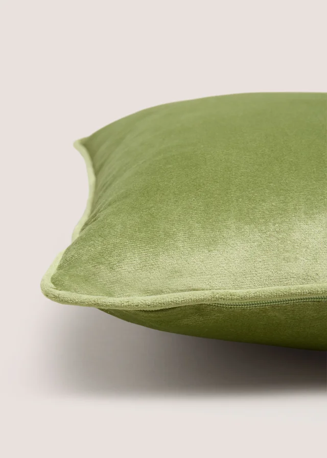 Olive Velvet Piped Cushion