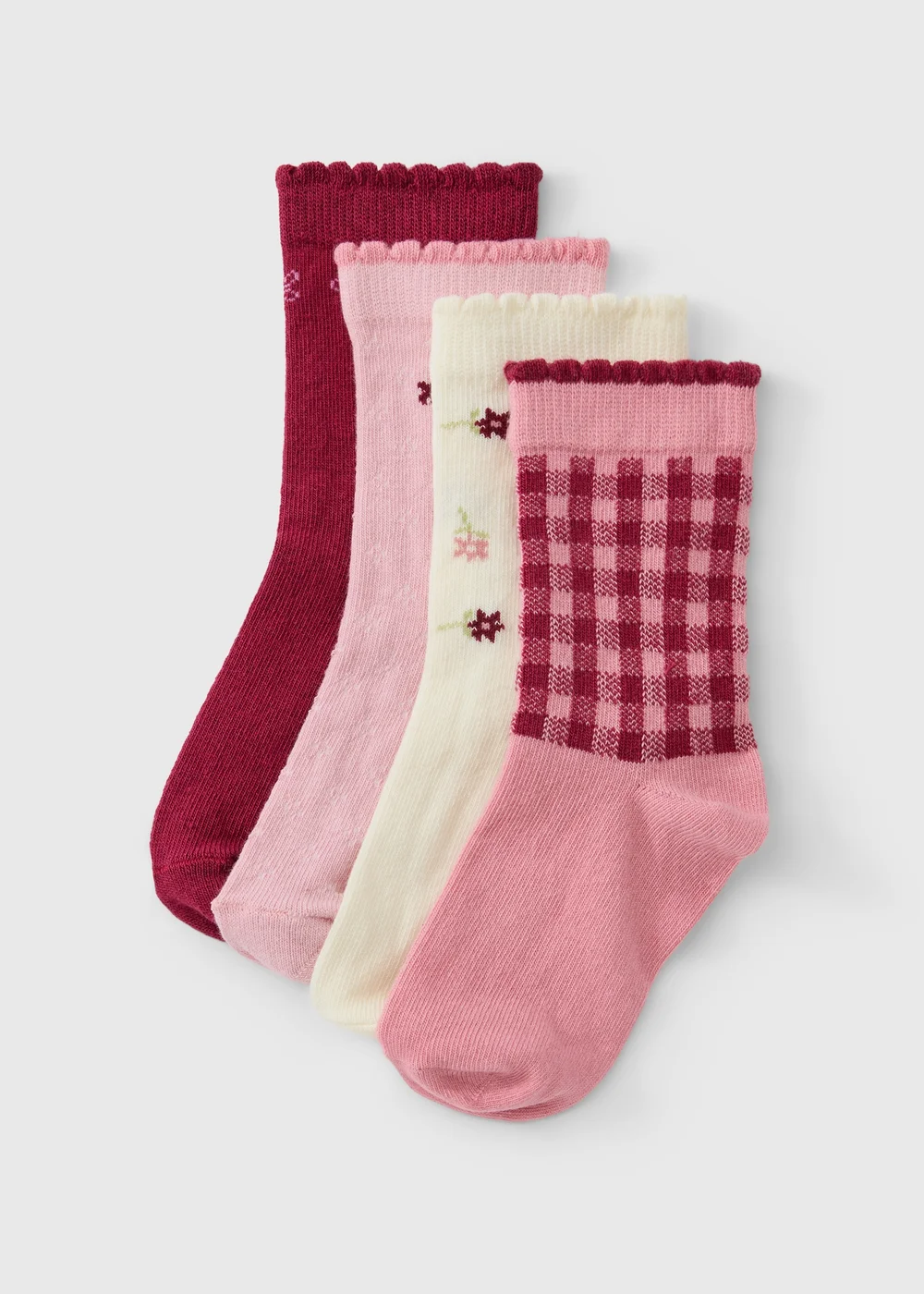 4 Pack Girls Burgundy Berry Socks (0-3yrs) - Up to 1 Month Image 1