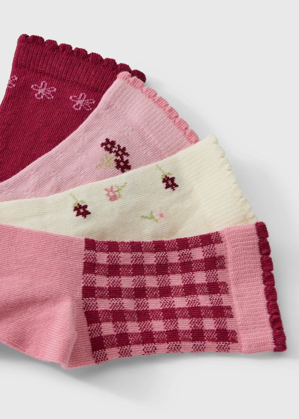 4 Pack Girls Burgundy Berry Socks (0-3yrs) - Up to 1 Month Image 2