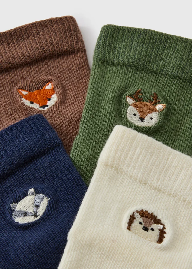 4 Pack Boys Multi Coloured Woodland Socks (0-3yrs)