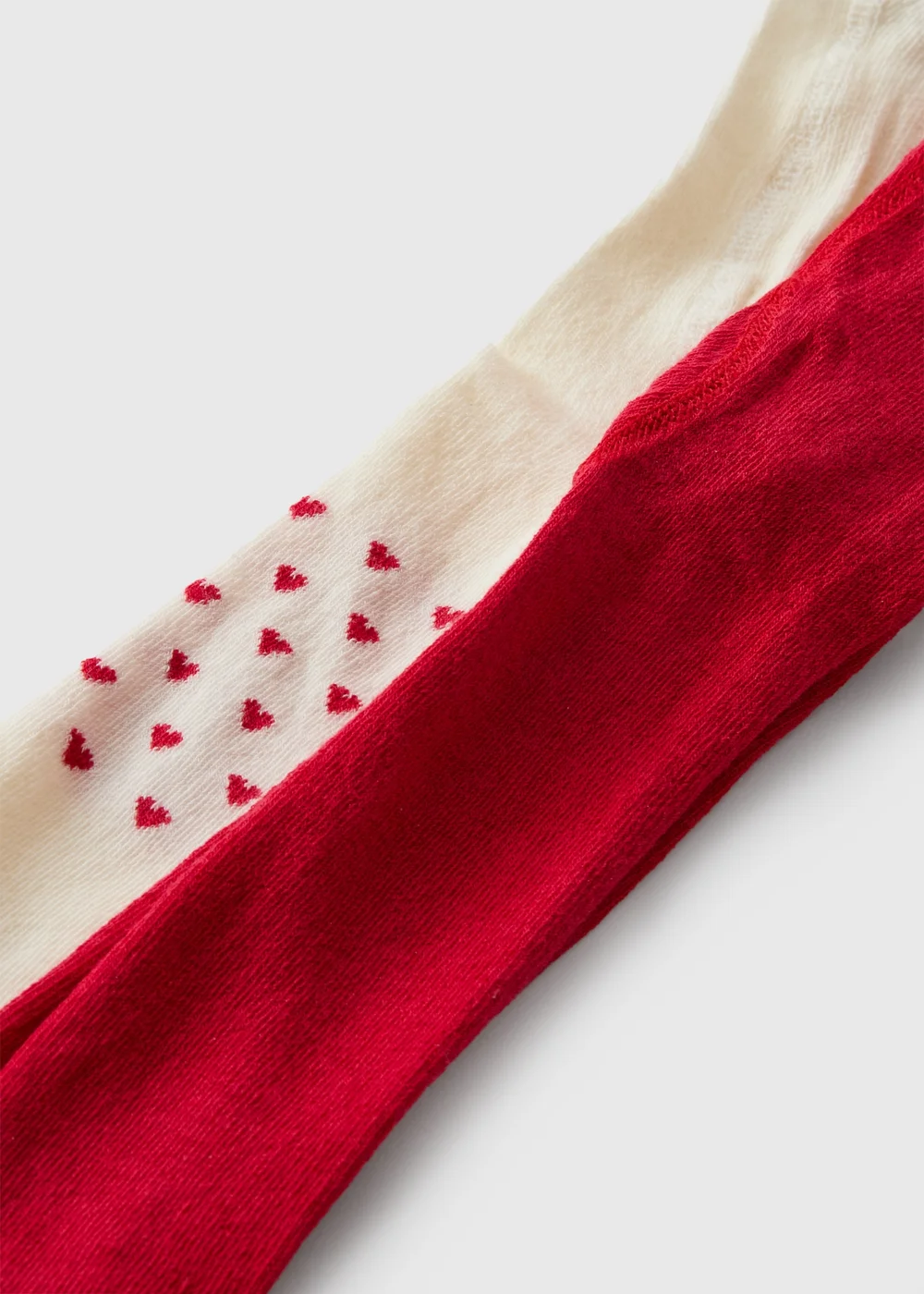 2 Pack Baby Red & Cream Heart Tights (0-18mths) - Up to 1 Month Image 2