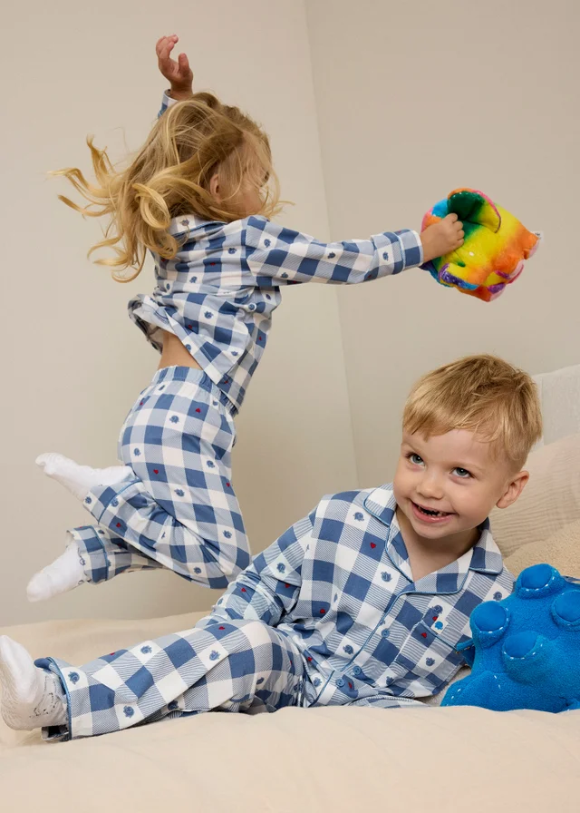 Alder Hey Kids Blue Check Button Up Pyjama Set (1-13yrs)