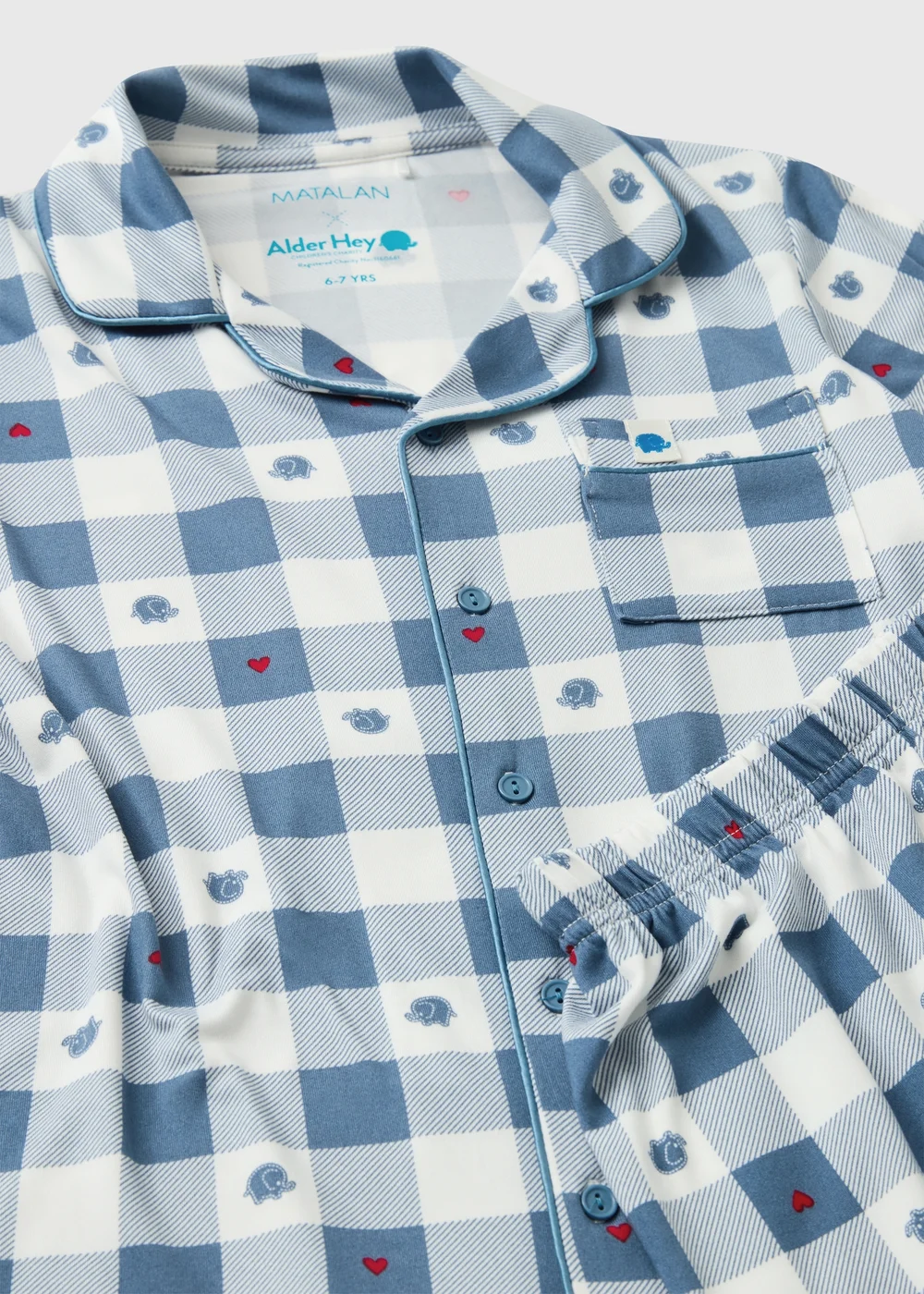 Alder Hey Kids Blue Check Button Up Pyjama Set (1-13yrs) - 1.5-2 Yrs Image 3