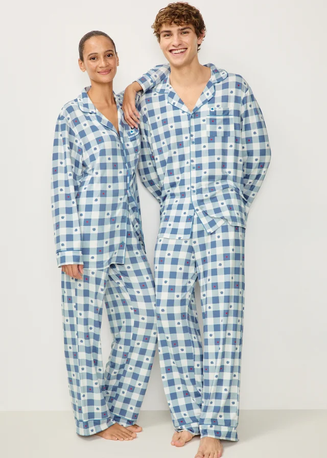 Alder Hey Adults Blue Check Button Up Pyjama Set