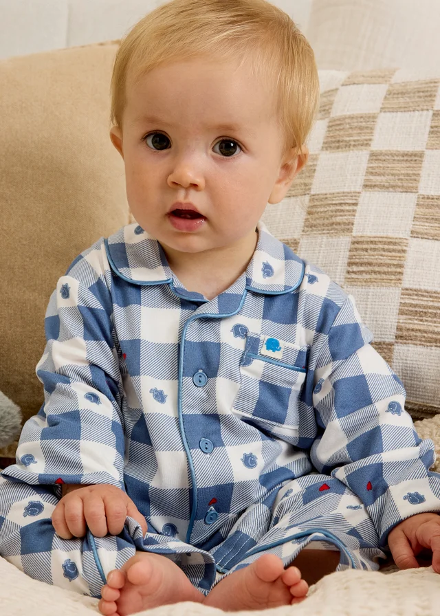 Alder Hey Baby Blue Check Button Up Pyjama Set (0-12mths)