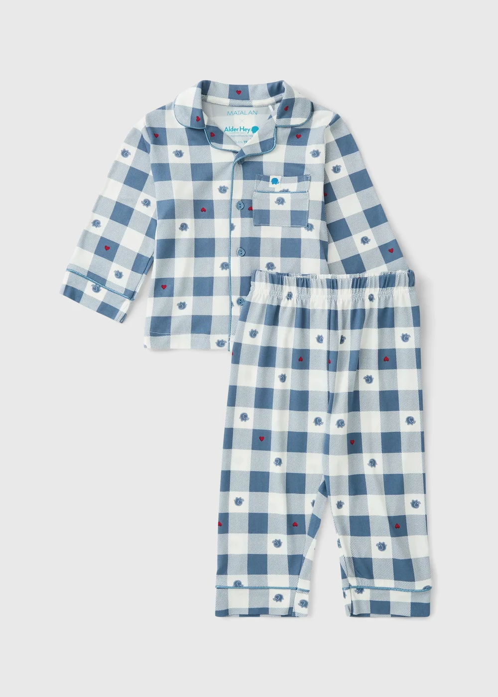 Alder Hey Baby Blue Check Button Up Pyjama Set (0-12mths) - Up to 1 Month Image 1