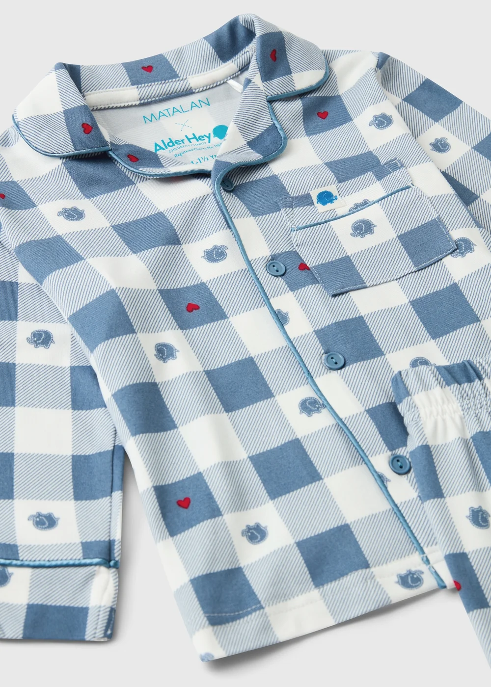 Alder Hey Baby Blue Check Button Up Pyjama Set (0-12mths) - Up to 1 Month Image 3