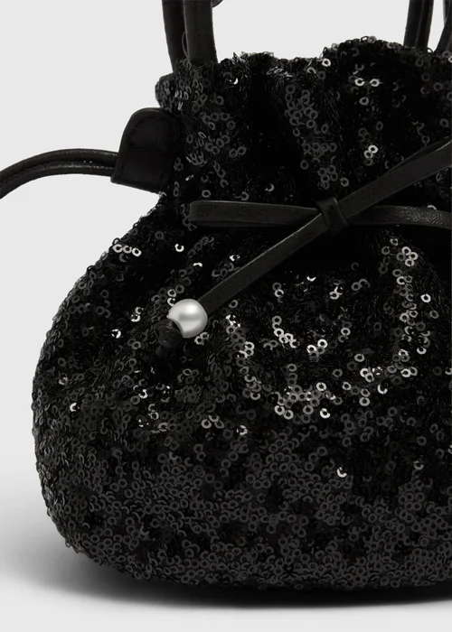 Girls Black Sequin Cross Body Bag - One Size Image 2