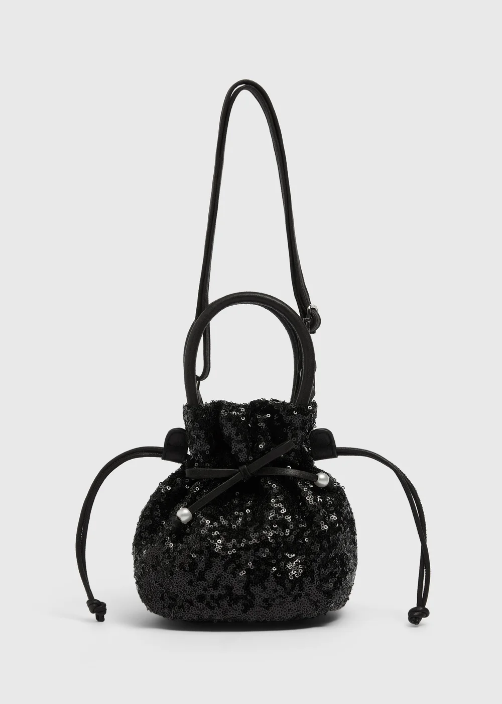 Girls Black Sequin Cross Body Bag - One Size Image 1