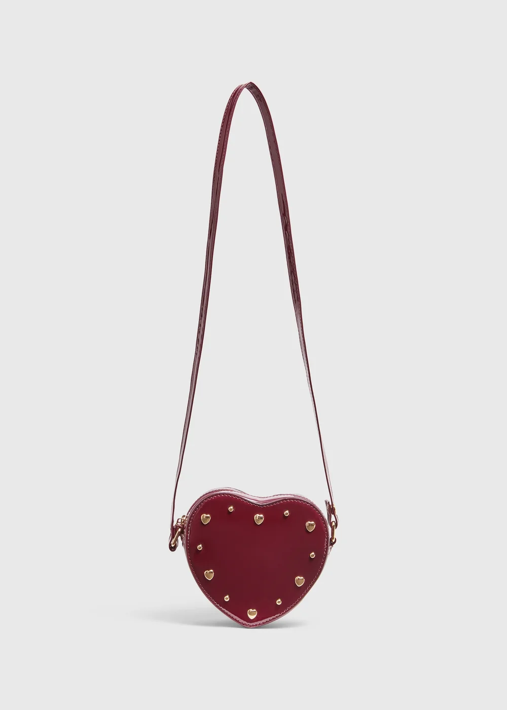 Girls Burgundy Heart Cross Body Bag - One Size Image 1